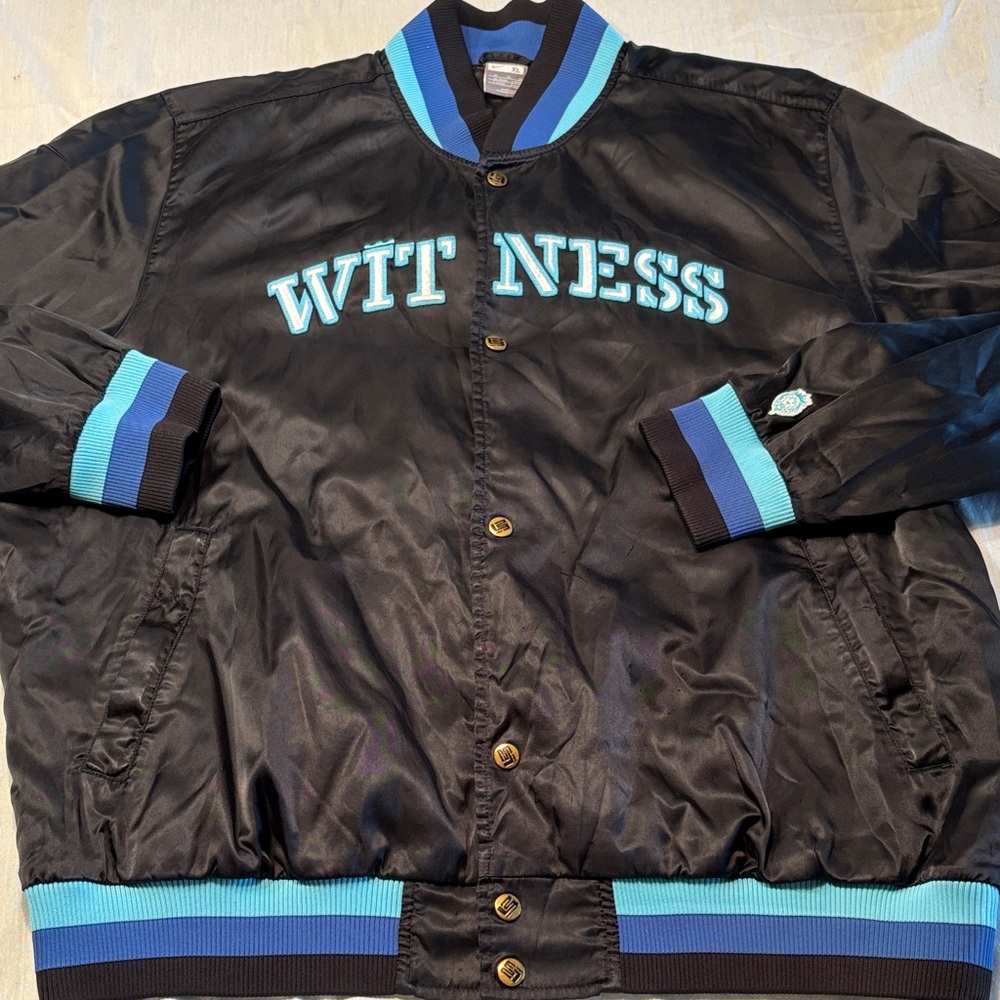 Nike LeBron James Witness Black Satin Embroidered Bomber Jacket . XL , $25